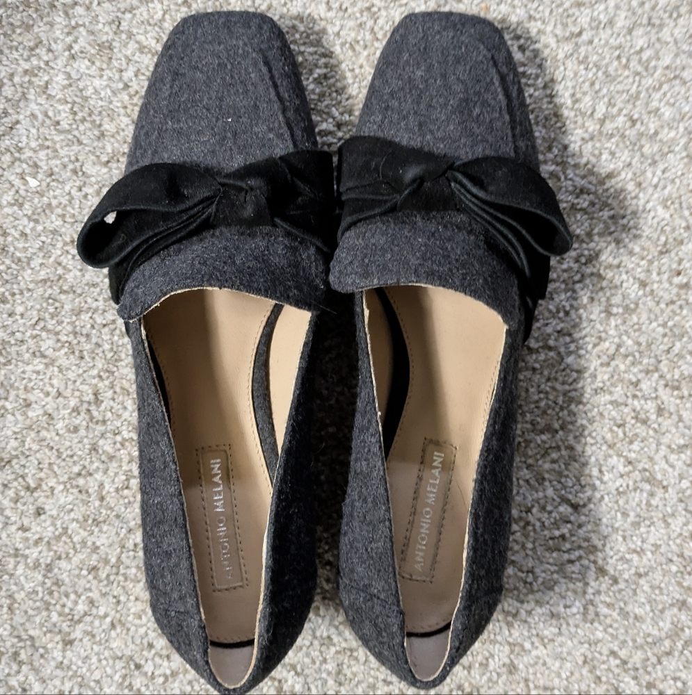 Antonio Melani Black and Gray Yelma 50%wool Loafers